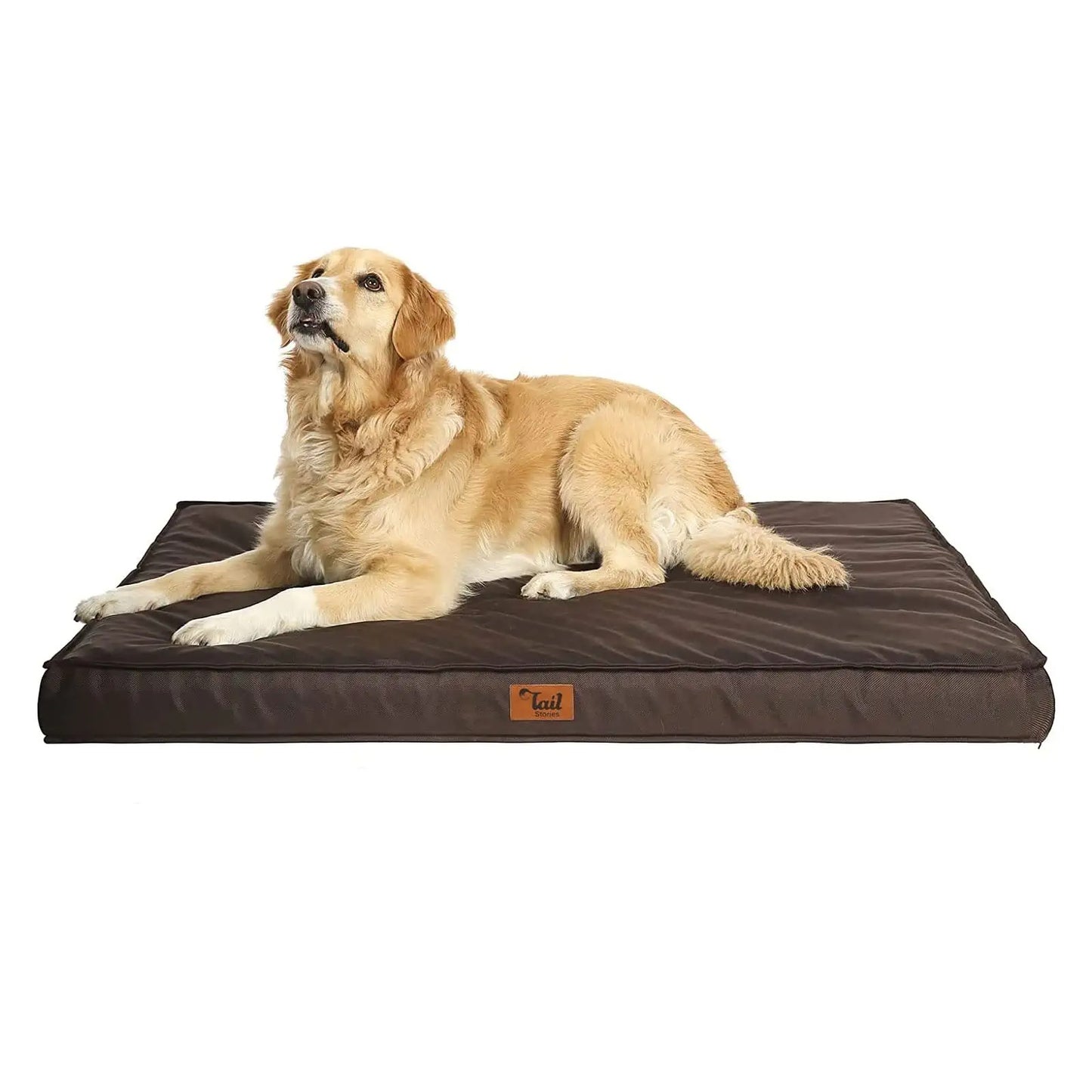 Tail Stories Outdoor All Weather Dog Bed, Waterproof Dog Bed for Large Dogs, Orthopedic Egg Foam Indestructible Pet Bed with Washable Removable Cooling Dog Bed Cover