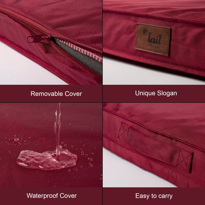 Tail Stories Outdoor All Weather Dog Bed, Waterproof Dog Bed for Large Dogs, Orthopedic Egg Foam Indestructible Pet Bed with Washable Removable Cooling Dog Bed Cover