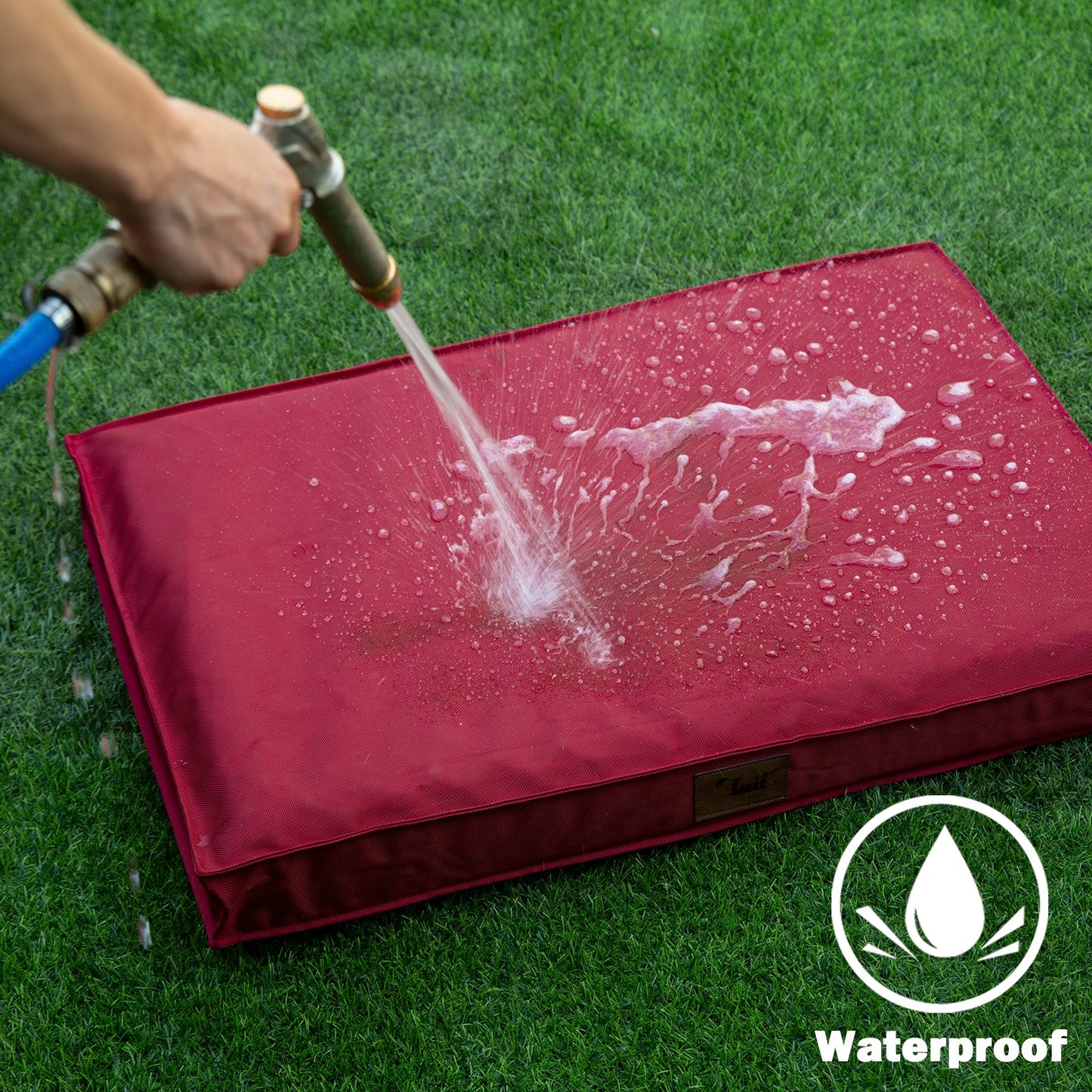 Tail Stories Outdoor All Weather Dog Bed, Waterproof Dog Bed for Large Dogs, Orthopedic Egg Foam Indestructible Pet Bed with Washable Removable Cooling Dog Bed Cover