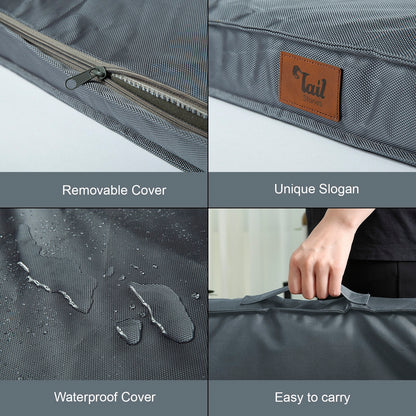 Tail Stories Outdoor All Weather Dog Bed, Waterproof Dog Bed for Large Dogs, Orthopedic Egg Foam Indestructible Pet Bed with Washable Removable Cooling Dog Bed Cover