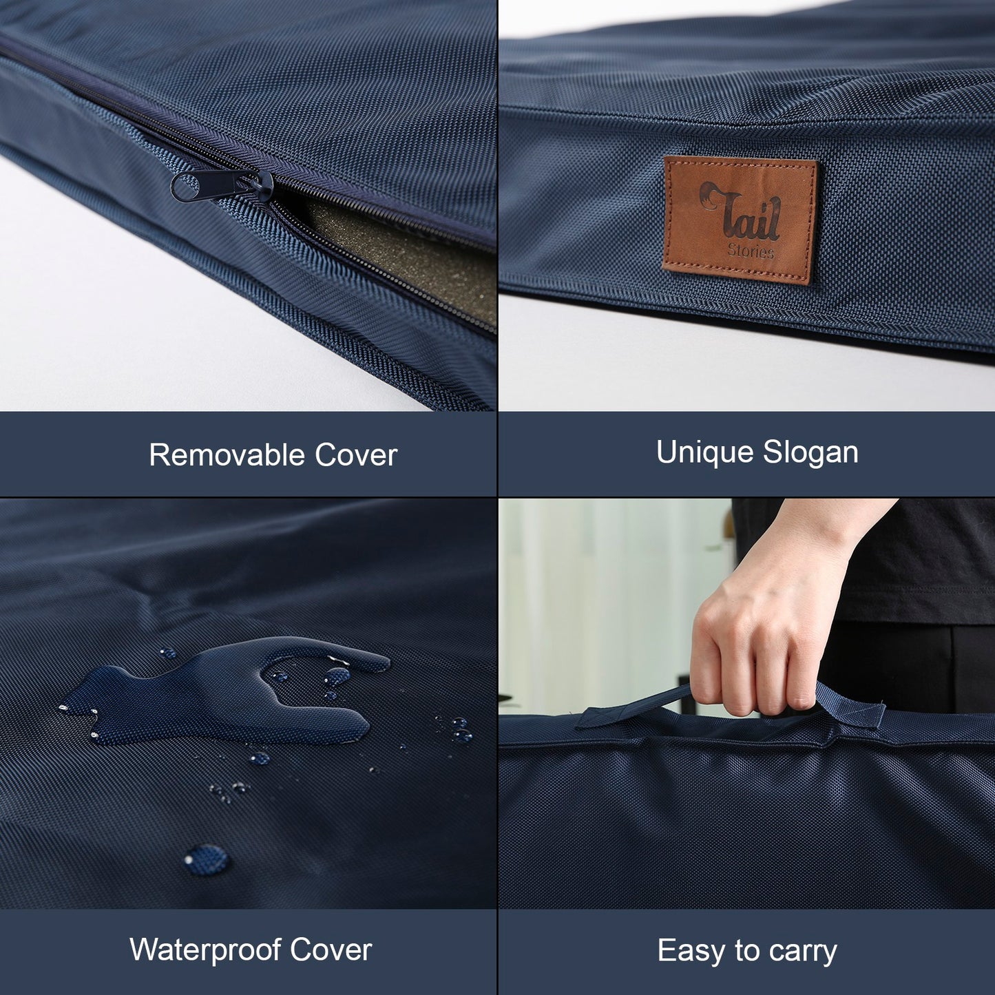 Tail Stories Outdoor All Weather Dog Bed, Waterproof Dog Bed for Large Dogs, Orthopedic Egg Foam Indestructible Pet Bed with Washable Removable Cooling Dog Bed Cover